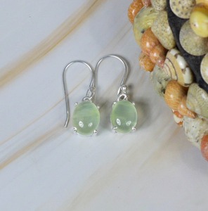 Prehnite Gemstone <b>Earrings</b> 925 Solid Sterling Silver Oval Shape <b>Earrings</b> for Women Girls <b>Dangle</b> <b>Earrings</b> Silver Jewellery - Product Image 4