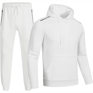 Pull à capuche avec poches pour hommes de qualité supérieure Ensemble de pantalons de sport Logo personnalisé imprimé Survêtements pour hommes de couleur unie - Product Image 1