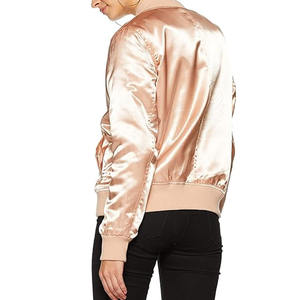 Chaqueta Bomber Satinada Personalizada en Blanco Servicio OEM Diseño Chaqueta Satén Liso Chaqueta Satén Elegante Personalizada - Product Image 3