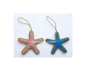 Belle broderie Zari ornements suspendus de Noël forme de roues dorées conception Unique utilisée pour la décoration d'arbre de Noël - Product Image 4