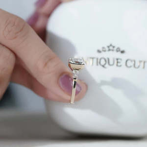 IGI Certified Engagement <b>Ring</b> with Asscher Cut Three Stone Design Bezel Set <b>Diamond</b> <b>Ring</b> - Product Image 6