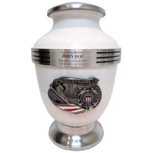 Urna Funeraria Europea para Cenizas, Diseño de Hoja Grabada, Urnas Metálicas Artesanales, Urna Conmemorativa Blanca para Adultos - Product Image 5