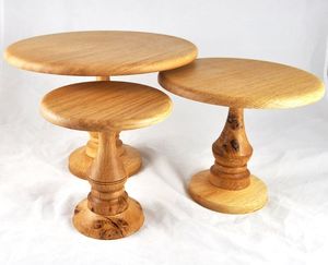 แท่นวางเค้กไม้อะคาเซียสูงแบบเท้าสูงทำจากไม้อะคาเซียแท่นวางเค้กสำหรับเสิร์ฟเค้กและผลไม้ใช้งานได้จริง - Product Image 6