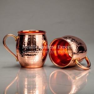 Juego Premium de 2 tazas de mula de Moscú, elegantes manijas redondeadas clásicas de cobre martillado, vasos de cobre puro para disfrutar de tus bebidas - Product Image 2