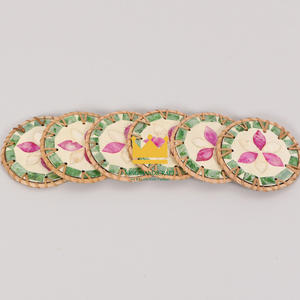 Dessous de verre en bambou tissés à la main avec incrustation en céramique artistique fabriqués au Vietnam Tapis de boisson pour la décoration de la maison et du café - Product Image 2