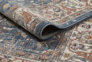 Alfombra turca de lujo, fabricada a máquina, color crema degradado, azul marino, para sala de estar, del fabricante de Gaziantep. - Product Image 2