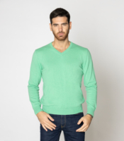 Pulls d'hiver pour hommes en cachemire 100% tricoté à la main de haute qualité, écologiques, ODM, col en V, manches longues, vert, PAOLO NERO, fabriqué en Italie