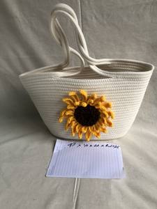 Bolso de mano de algodón con diseño de girasol para mujer, bandolera de lujo - Product Image 4