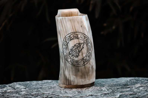 Chope en corne de viking authentique, artisanale, écologique, personnalisable, en corne de buffle, design classique, stein, sculpture à la main naturelle - Product Image 5