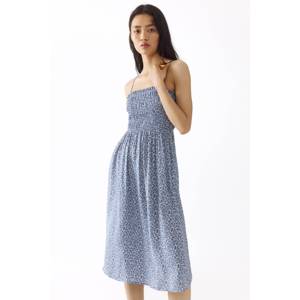 Robe décontractée vintage avec bretelles plissées élastiquées, taille empire respirante, tailles XS-XL, idéale pour les tenues de printemps et d'automne. - Product Image 1