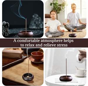 Quemador de Incienso Redondo de Madera Hecho a Mano para Varillas, Bakhoor Religioso de Alta Calidad, Diseño Personalizado para Meditación y Decoración del Hogar - Product Image 2