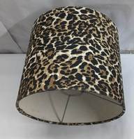 Abat-jour cylindrique moderne et tendance en tissu lin-coton imprimé léopard numérique fait main pour lampadaire intérieur E27