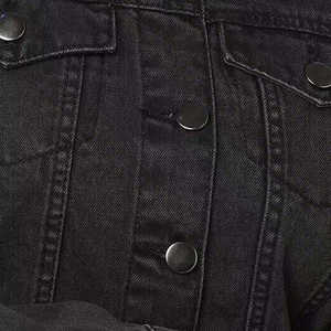 Veste bomber en denim matelassée surdimensionnée pour femmes, respirante, écologique, coupe-vent, fermeture à un bouton, design personnalisé, lin/nylon - Product Image 5