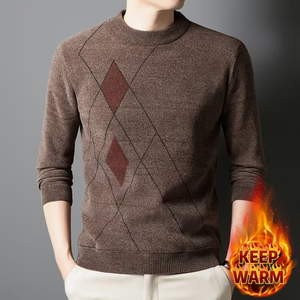 เสื้อสเวตเตอร์ผ้าฟลีซถักแบบสวมหัวแขนยาวเสื้อลำลองสำหรับผู้ชายอบอุ่นในฤดูหนาว - Product Image 6