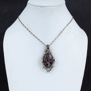 Labradorita púrpura vida del árbol envoltura de alambre trabajo de cobre diseñador único colgante hecho a mano collar amante de la naturaleza todos los tamaños disponibles - Product Image 2