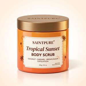 Gommage corporel OEM Brazilian Sunset au sucre de coco caramel exfoliant pour tous types de peau, vente en gros 250g, marque privée - Product Image 1