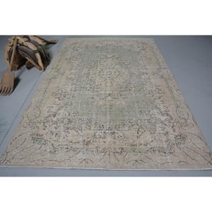 พรมขนาด 6.3x9.8 ฟุต, พรมตุรกีโบราณขนาดใหญ่, พรมขนสัตว์สีเบจ - Product Image 1