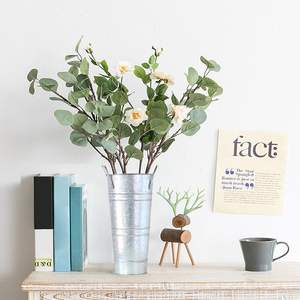 Maceta de metal galvanizado de tamaño alto con asas laterales para el hogar, Patio, jardín, juego de macetas de flores hechas a mano decorativas - Product Image 4