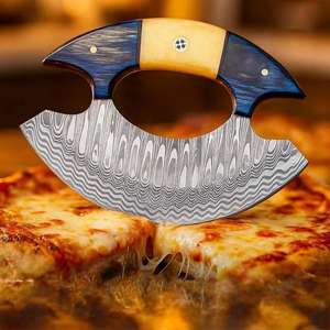 Cuchillo Ulu de Acero de Damasco con Mango de Madera, Cortador de Pizza Único, Cuchillo de Cocina para Chef, Regalo Perfecto para Aniversario o Cumpleaños, Cuchillo Rebanador - Product Image 5