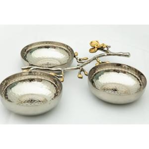 Ensemble de trois bols de luxe pour orchidée de qualité supérieure Design fabuleux Bol de service à salade en acier inoxydable avec noix pour les fêtes - Product Image 6