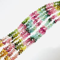 Perles de pierres précieuses en tourmaline naturelle multicolore facettées en forme de goutte d'eau, 6 mm, perles de tourmaline en vrac pour la fabrication de bijoux à prix de gros