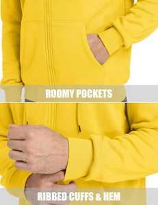 Sweat-shirt à capuche pour homme 100% coton, chaud pour l'hiver, coupe ample, poche kangourou, tissu polaire, coupe classique, motif uni - Product Image 4