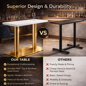 Mesa <span class=keywords><strong>de</strong></span> Bar Cuadrada Moderna <span class=keywords><strong>con</strong></span> Tapa Blanca y <span class=keywords><strong>Base</strong></span> <span class=keywords><strong>de</strong></span> Doble Columna <span class=keywords><strong>de</strong></span> Acero Inoxidable para Muebles Comerciales <span class=keywords><strong>de</strong></span> Hotel, Cafetería y Bistro - Product Image 6