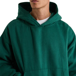 Sudaderas con capucha de ropa informal para hombres más vendidos Color verde oscuro Sudadera con capucha de hombro caído para hombres al aire libre para niños - Product Image 5