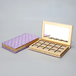 Aangepaste Cosmetische Kartonnen Dozen Doek Oppervlak Leeg Papier Make-Up Oogschaduw Palet Met Spiegel