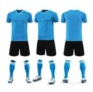 Ensembles d'uniformes de l'équipe de football bleu col rond vêtements de football maillot personnel football ensembles de football à séchage rapide kit de maillot de football pour jeunes - Product Image 4