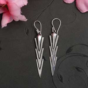 Pendientes Colgantes de Latón de Moda, Plateados, con Flecha Geométrica, Largos, Delicados, Vintage, Minimalistas, al por Mayor, para Mujer - Product Image 2