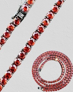 925 เงินสเตอร์ลิงทับทิมสีแดงรอบสร้อยคอเทนนิสสร้อยคออัญมณีที่ใช้สําหรับเครื่องประดับอัญมณีจี้อื่นๆ - Product Image 6