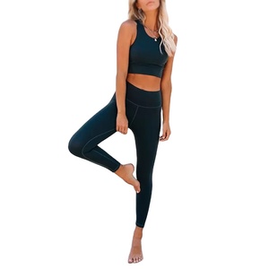 Conjunto Deportivo de 2 Piezas con Logotipo Personalizado, Cintura Alta, Color Sólido, Ropa Deportiva Activa para Gimnasio, Yoga, Ropa de Entrenamiento para Mujer - Product Image 6