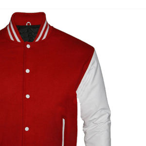 Chaqueta de béisbol con mangas de cuero y bordado personalizado para hombre con letras universitarias de alta calidad de fábrica - Product Image 2