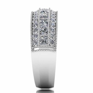 Luxury Princess And Round Diamond 925 Sterling <b>Silver</b> Milgrain Wedding <b>Band</b> <b>Ring</b> Luxury Engagement <b>Ring</b> For Women At Best Price - Product Image 5