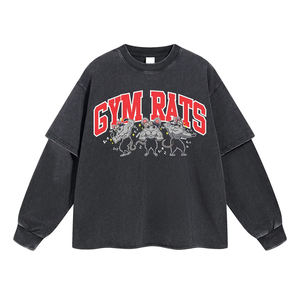 T-shirt oversize délavé avec double couche et délavé au soleil 100% coton de style streetwear vente en gros personnalisé - Product Image 1