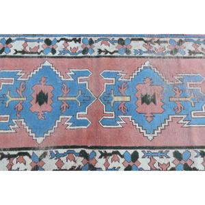 Alfombra Turca de 2.8x6 pies, Alfombra Vintage, Alfombra Azul de Lana del Suroeste - Product Image 4