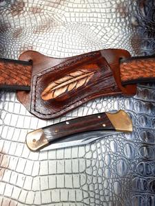 Porte-couteau pliant de poche en cuir à gauche pour couteau d'extérieur, couteaux de survie - Product Image 6