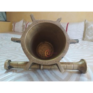 Mortero y Maja de cocina para el hogar y la cocina de metal de latón con estilo, accesorios de cocina con acabado de Color dorado, utensilios para el hogar y el Hotel DE LA India - Product Image 2