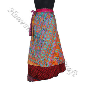 New <b>Silk</b> Sari Skirts Magic <b>Wrap</b> Skirt / <b>Silk</b> <b>Wrap</b> Skirt / Reversible Sari <b>Dress</b> Reversible Sari Recycle <b>Silk</b> Beach Party Wear - Product Image 5