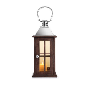 Farol de Madera Natural de Forma Cuadrada con Acabado Marrón para Decoración del Hogar, Jardín y Navidad, Faroles Colgantes Decorativos - Product Image 1