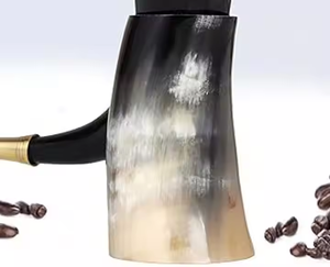 เขาไวกิ้งทำด้วยมือหลอดดื่มแบบนอร์ดิกแท้โดยงานฝีมือรูปพระจันทร์เสี้ยว - Product Image 4