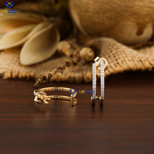 0.22 TDW rond brillant coupe diamant boucle d'oreille 18K or jaune Labgrown diamant Hpht/Cvd diamant bijoux - Product Image 5