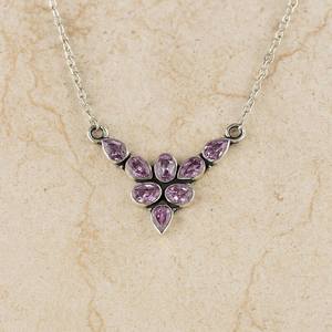 Collar de Plata de Ley 925 con Kunzita Rosa, Hecho a Mano, con Piedras Preciosas, Joyería para Niñas y Mujeres, Chapado en Oro - Product Image 2