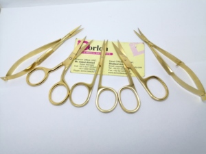 กรรไกรตัดคิ้วขนตาอเนกประสงค์แบบมืออาชีพกรรไกรตัดเล็บหนังกำพร้าตัดเล็บให้ตรงและโค้งชุบทอง - Product Image 6