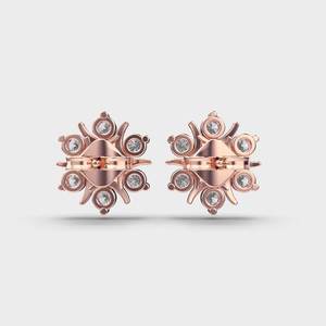 Boucles d'oreilles clous en diamant de culture Sunburst Floral, or rose/jaune/blanc 18 carats, design en grappe - Product Image 4
