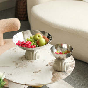 Tazón Decorativo Redondo Alto de Resina Metálica de Lujo para Fiestas, Libre de BPA, con Plato para Uso Doméstico, Venta al por Mayor - Product Image 3