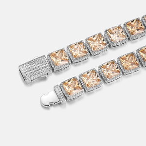 Collar de Cadena de Latón con Moissanita de Corte Cuadrado Estilo Champán de Lujo, Regalo Hip Hop - Product Image 5