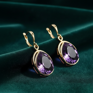 Blue Amethyst 15×<b>20</b> mm Pear Dangle Earrings | 925 Sterling Silver 18K Gold Plated Bridal & Party Jewelry for Women - Product Image 1