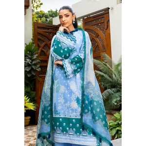 Traje de 3 Piezas sin Coser, Estilo Casual de Verano, Bordado e Impreso, con Dupatta de Algodón de Papel SP-52015 - Product Image 4